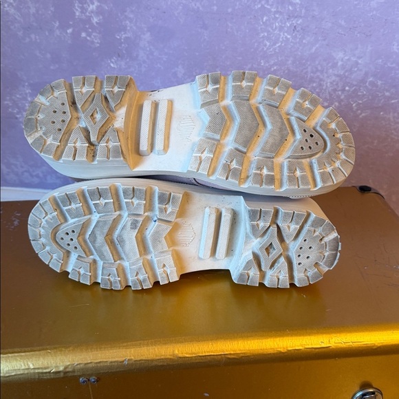 Palladium Pink Twill Chunky Platform Lace-Up/Side Zipper Boots - Picture 7 of 9